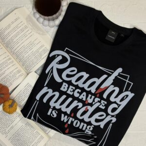 Блузон со принт- Reading because murder is wrong